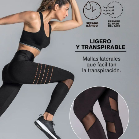High-waisted sports legging with compression, leonisa