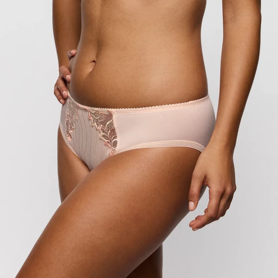 Deauville Classic Midi Brief with Embroidered Lace, primadonna.