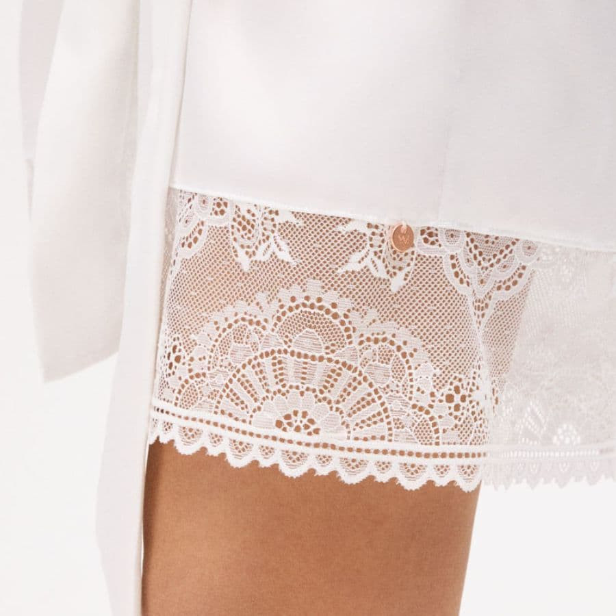 Long Sleeve Bridal Robe with Lace, ysabel mora.