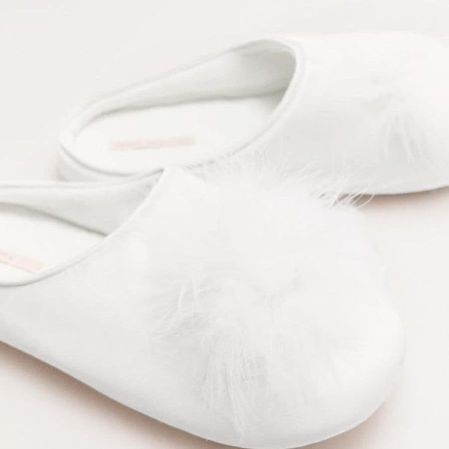 Bridal Slippers with Marabou Feather, Ysabel Mora.