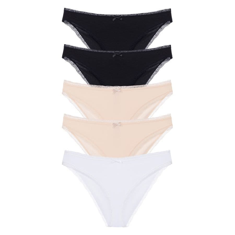packx5 braguitas corte midi, essential cotton de dorina.