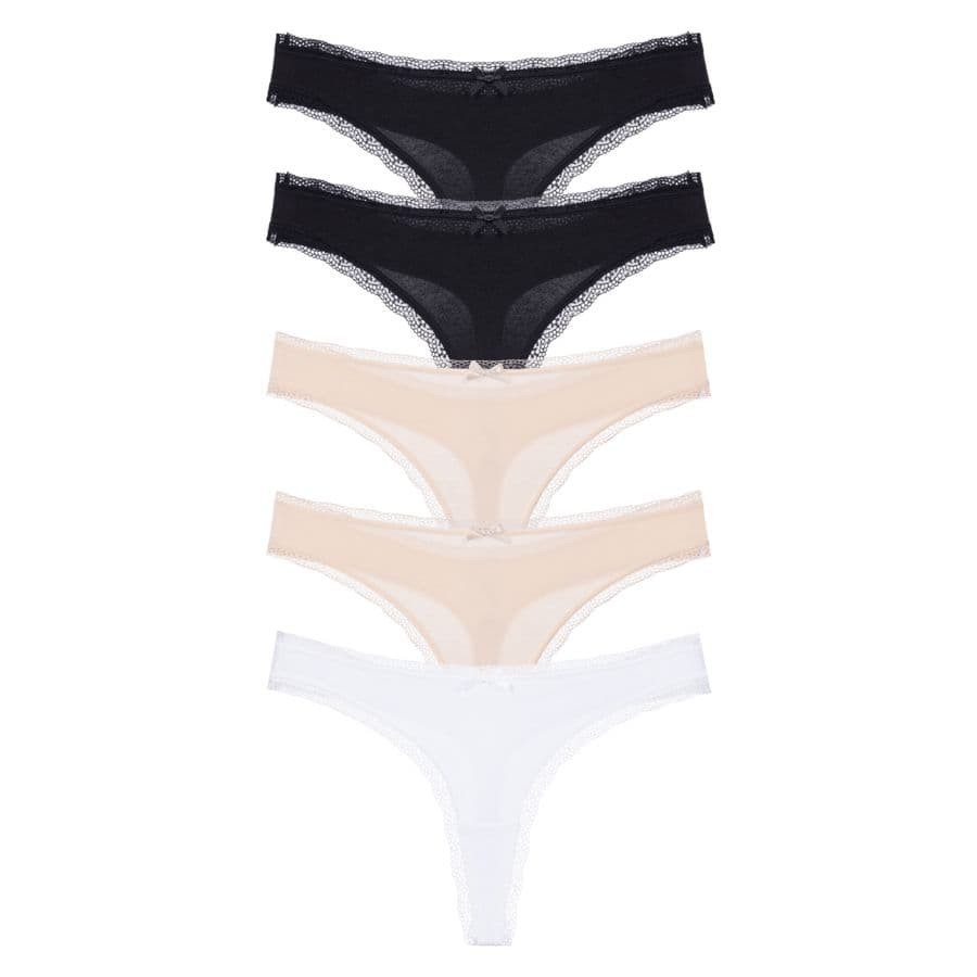 Packx5 Cotton Thongs, essential cotton, dorina.