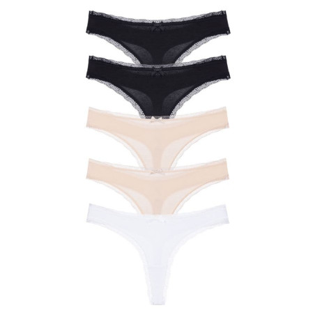packx5 braguitas corte tanga, essential cotton de dorina.