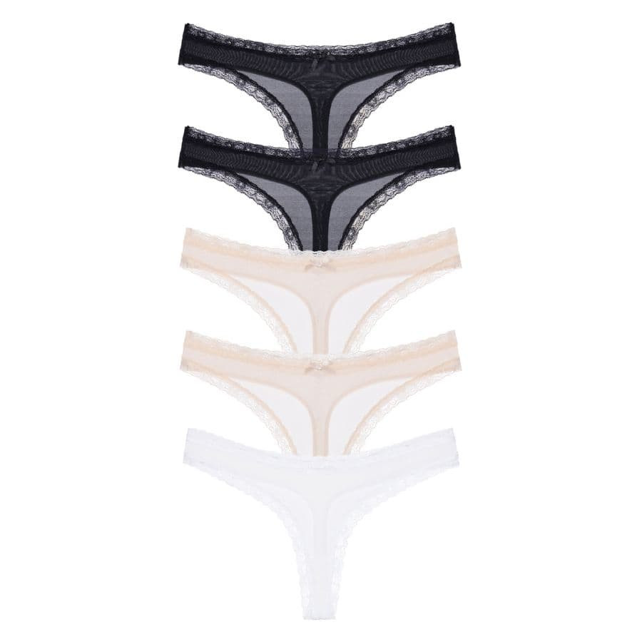 Packx5 Microfiber Thongs, essential cotton, dorina.