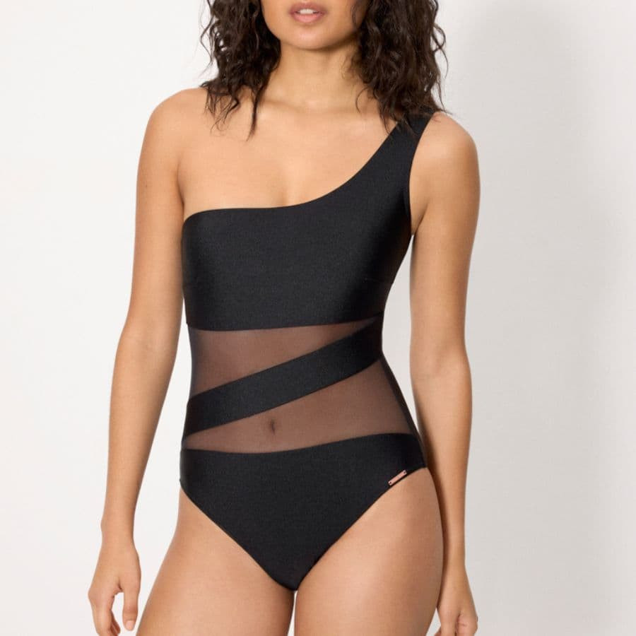 Coconut Asymmetrical Wire-Free Swimsuit, ysabel mora.