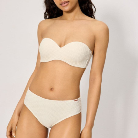 Sand Bandeau Underwire Bikini with Textured Fabric, ysabel mora.
