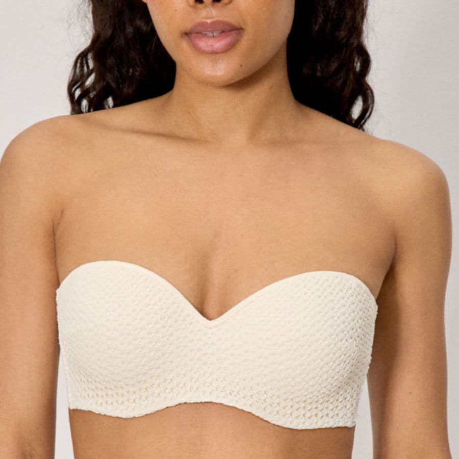 Sand Bandeau Underwire Bikini with Textured Fabric, ysabel mora.