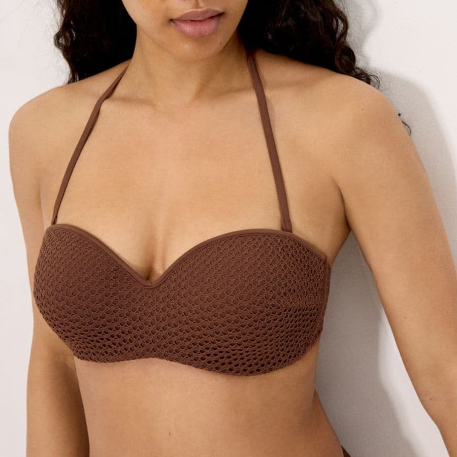 Sand Bandeau Underwire Bikini with Textured Fabric, ysabel mora.