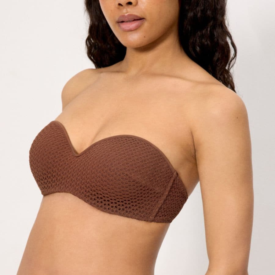 Sand Bandeau Underwire Bikini with Textured Fabric, ysabel mora.