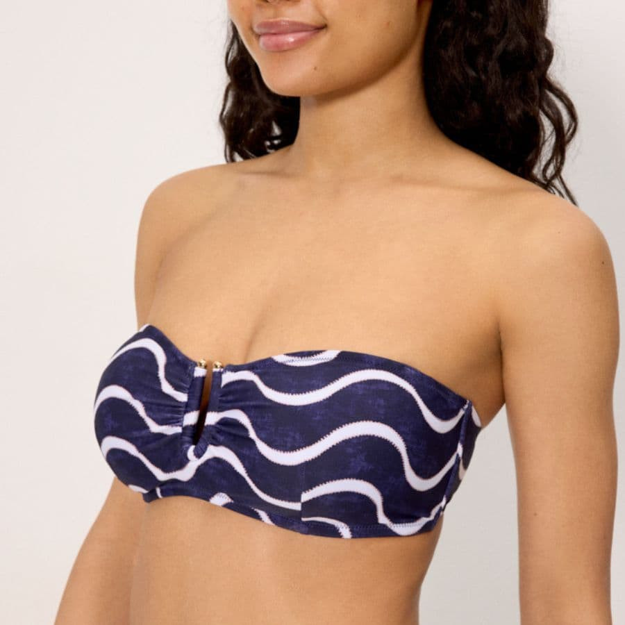 Conjunto bikini sin tirantes copa c, wave de ysabel mora.