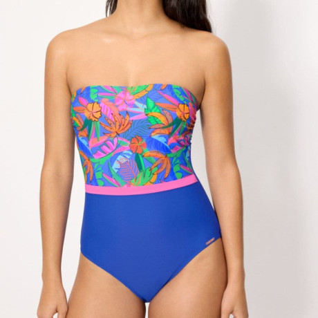 Palms Plus Size Bandeau Shaping Swimsuit, ysabel mora.