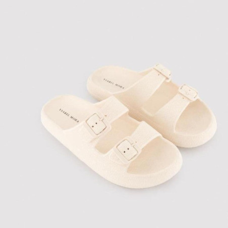 Backless Beach Sandals in Light Beige, ysabel mora.