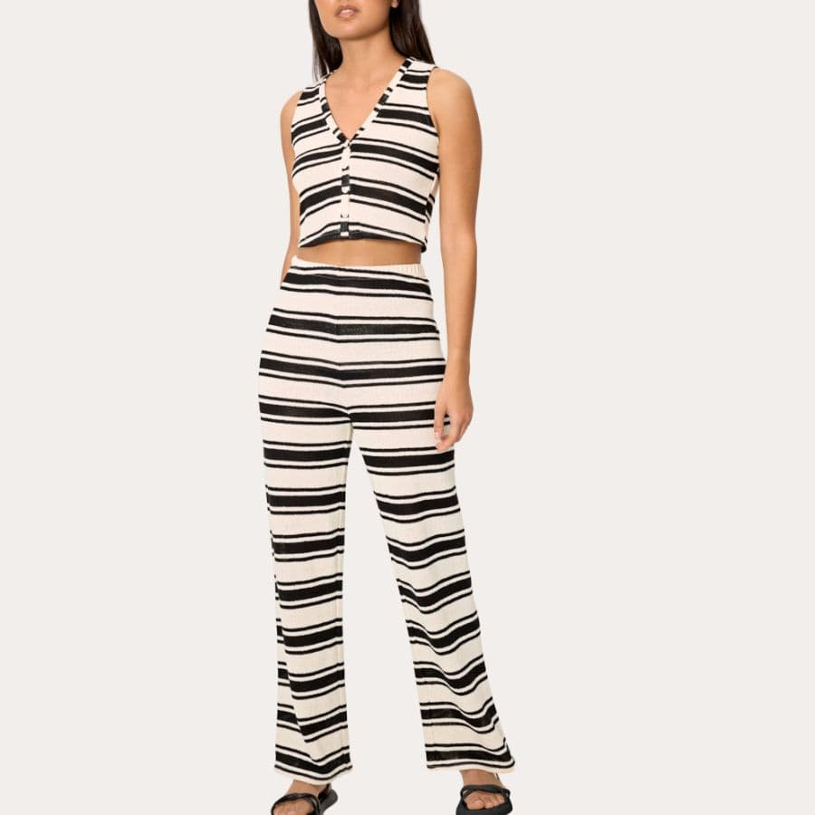 Wind Striped Textured Knit Set, ysabel mora.
