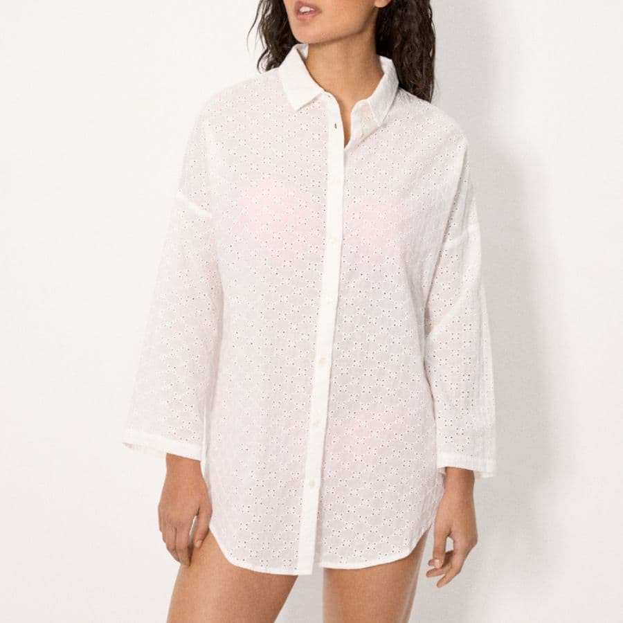 Long Sleeve Embroidered Beach Shirt, ysabel mora.
