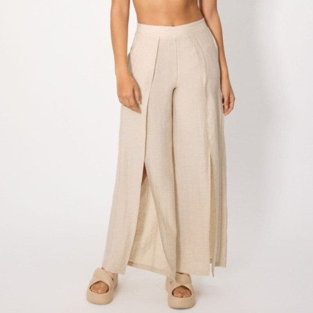 Caleta Long Linen Pants with Side Slits, ysabel mora.