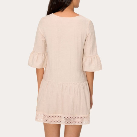 Vestido corto de media manga lino, caleta de ysabel mora.