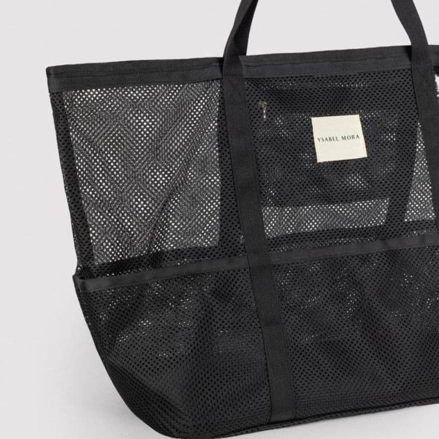 Palms Black Mesh Beach Bag, ysabel mora.