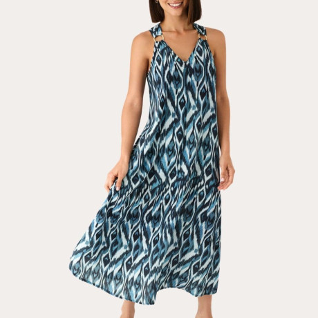 Indigo Wave Long Printed Dress, Promise.