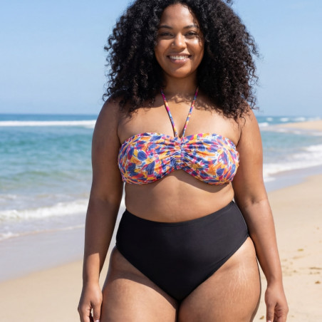 Strapless bikini top, print colors, non wired, removable padded, singular swim.