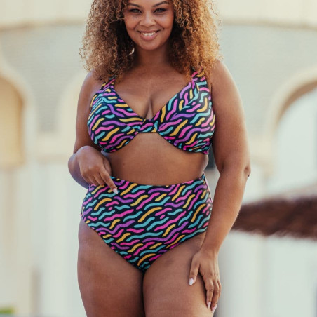Braga bikini moldeadora de talle alto reversible de singular swim.