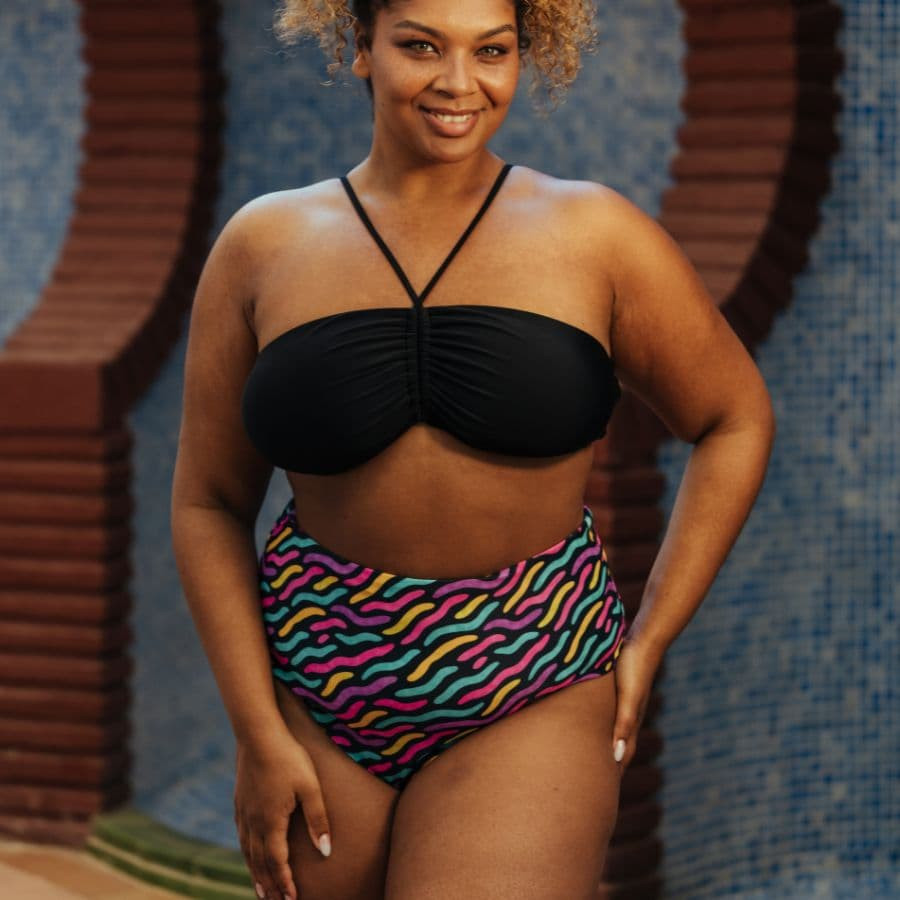 Strapless bikini top, non wired, removable padded, singular swim.