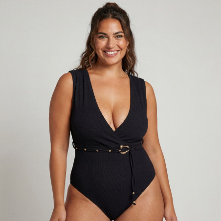 Laylah Cross-Over Swimsuit with Belt, dorina.