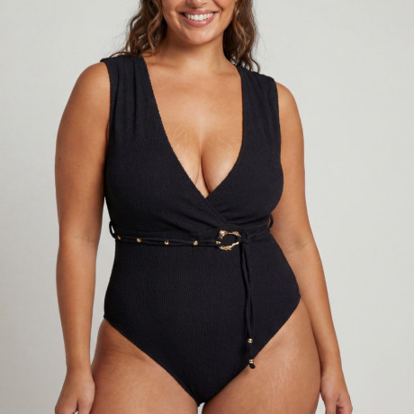 Laylah Cross-Over Swimsuit with Belt, dorina.