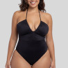Katam Black Swimsuit with V-Neck and Halter Tie, dorina.