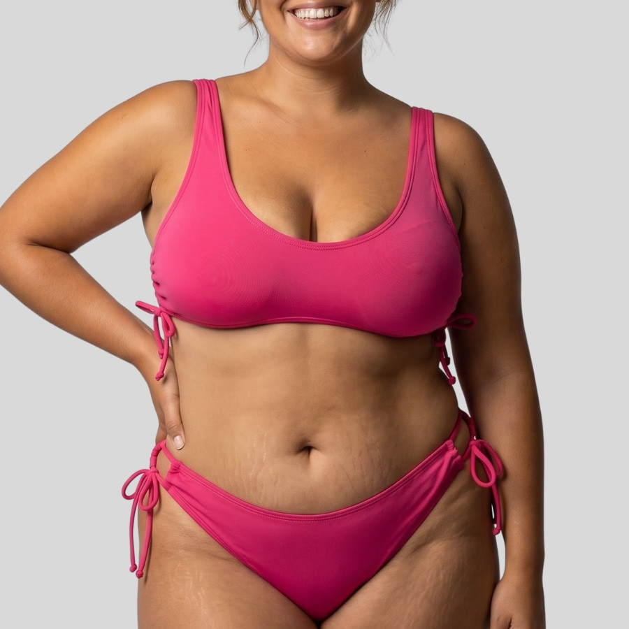 conjunto bikini tipo top sin aros, yadua de dorina.