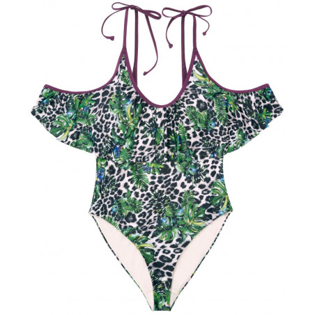 bañador volantes estampado tropical, koani de dorina.
